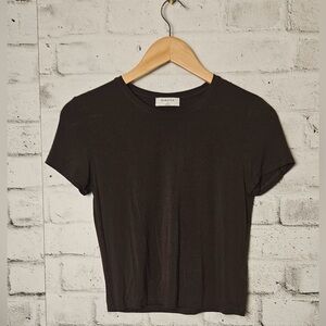 Babaton Aritzia Brown Fitted Short Sleeve Tee Minimalist Basics - Size S